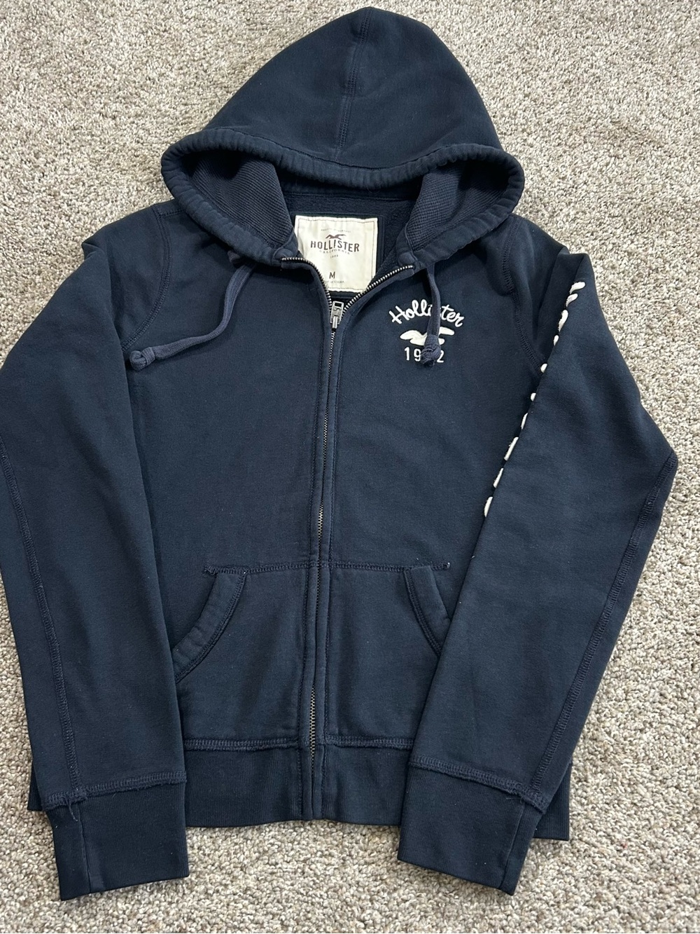 Hollister Dark Navy Full-Zip Hooded Sweatshirt